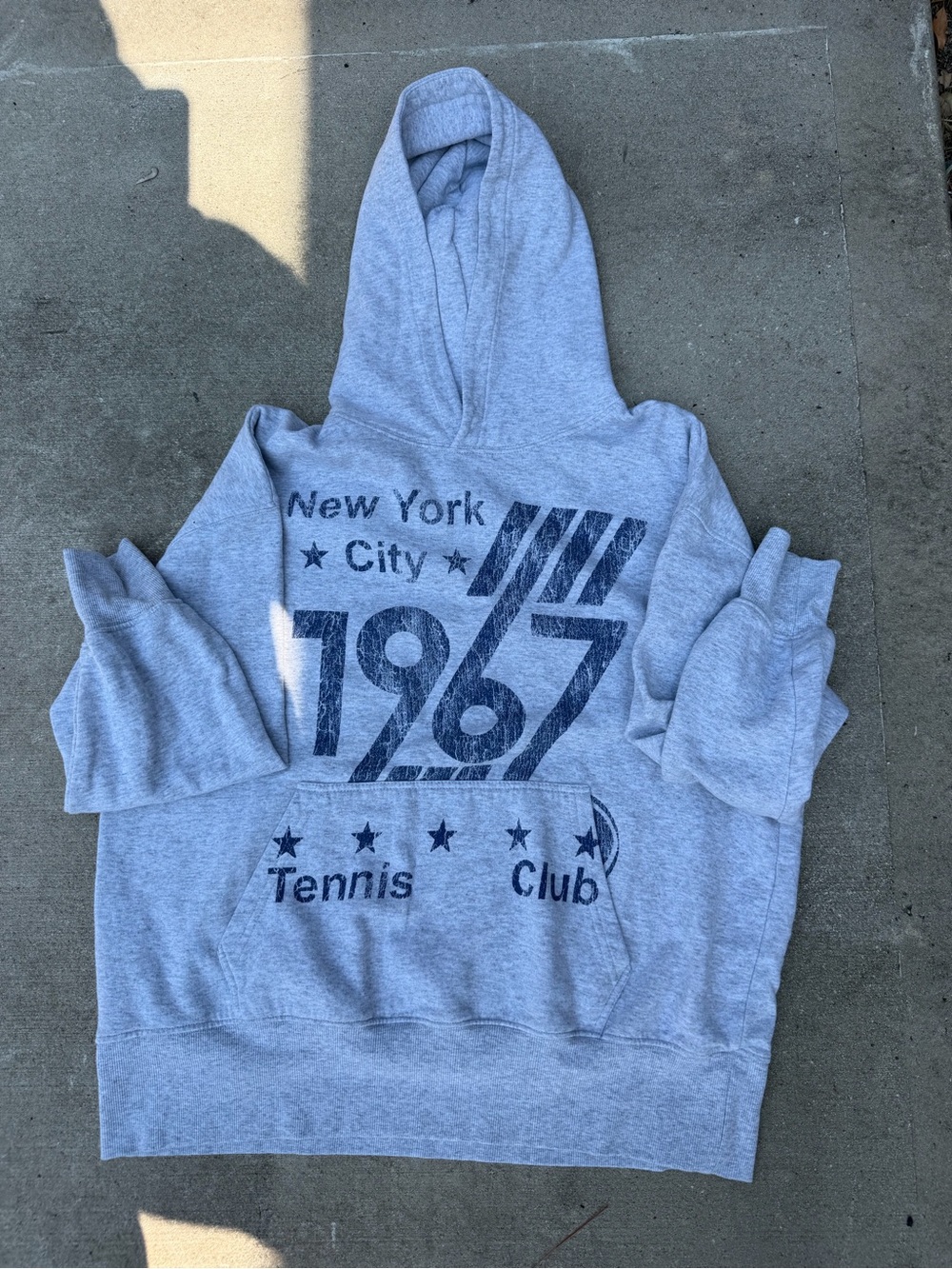 Urban Outfitters Gray Crewneck Hoodie with Navy Graphic